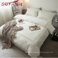 High Quality Hotel Bedding Linen Supplier 100% Cotton Plain White Bed Sheets Set frame embroidery